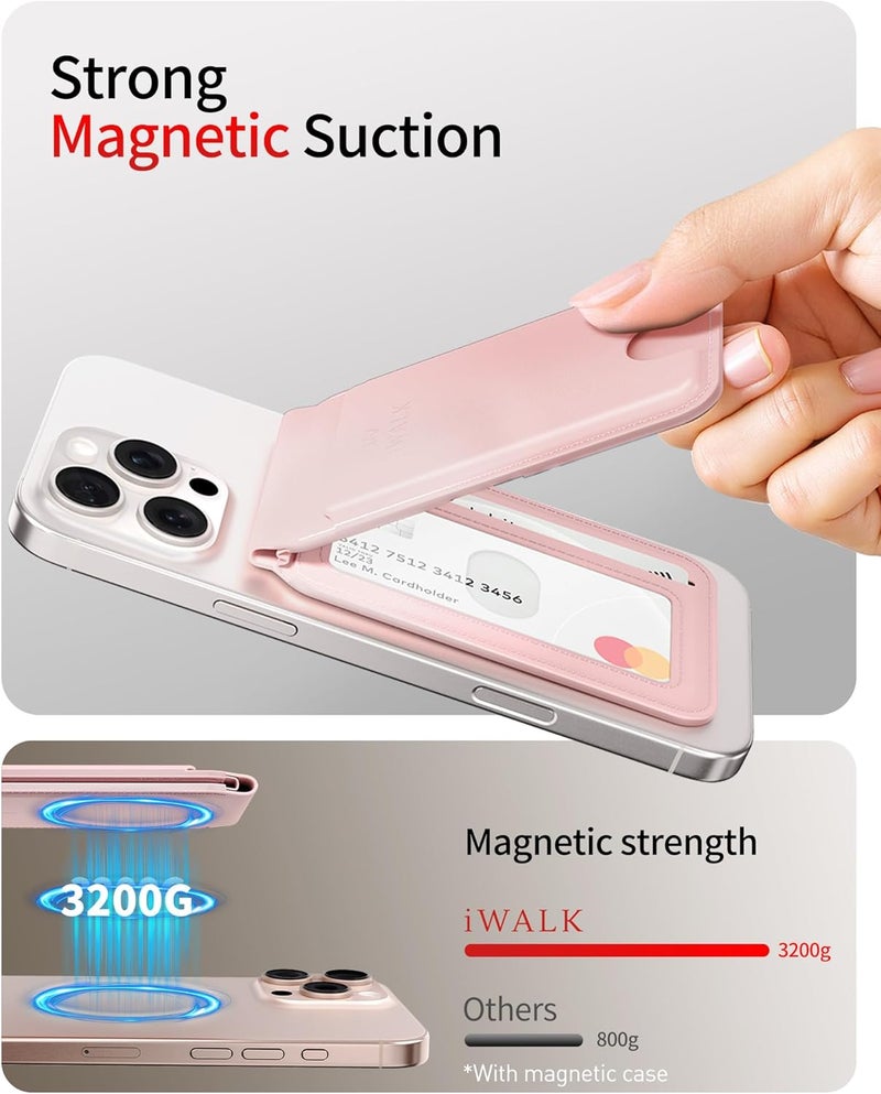 iWalk Stronger Magnetic Wallet, Upgraded for MagSafe Wallet, RFID Blocking, 5 Card Holder with Adjustable Stand, Slim Leather Phone Wallets for iPhone 17/16/15/14/13/12 Series, iPhone Wallets - Image 2